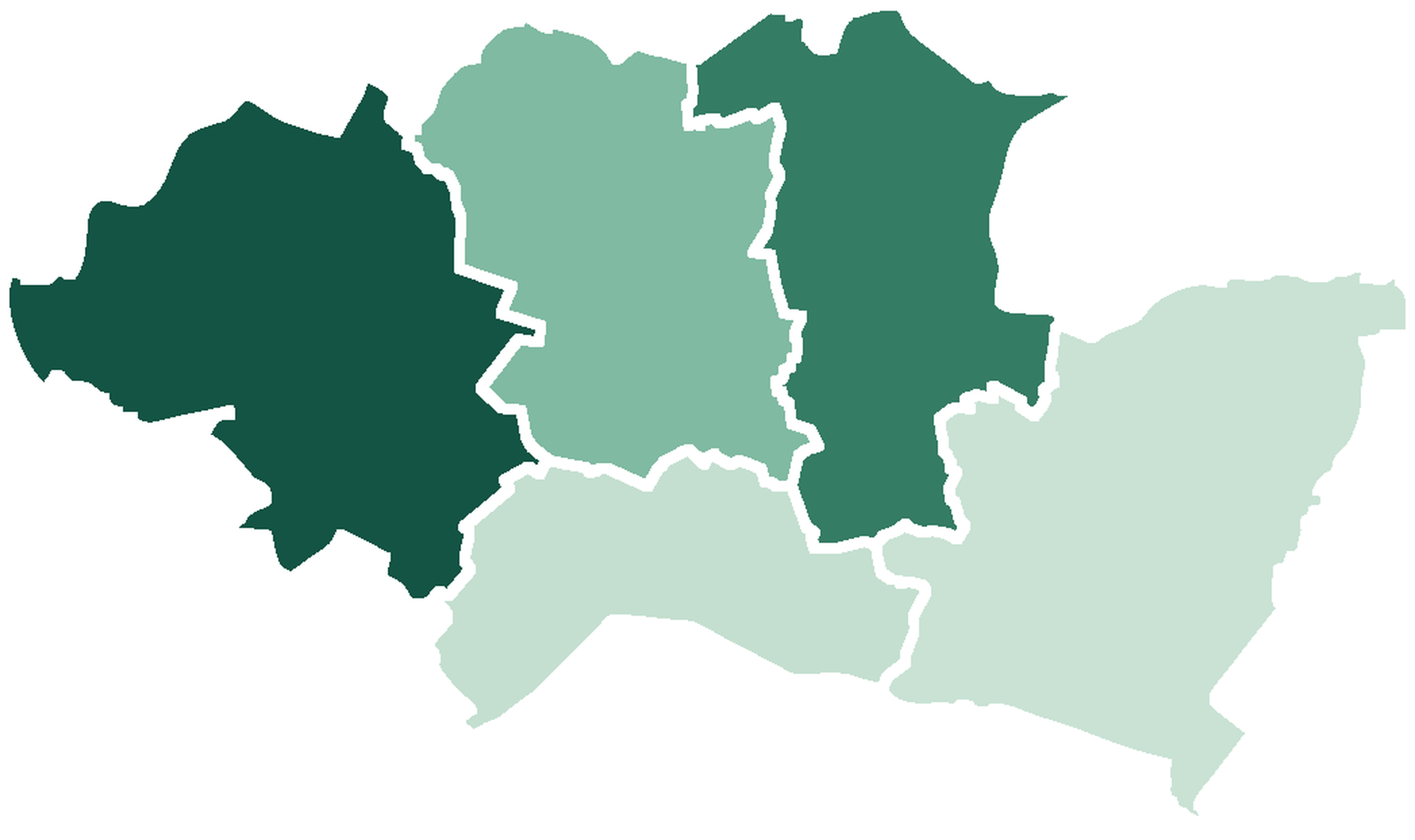 Mapa pięciu gmin powiatu sztumskiego